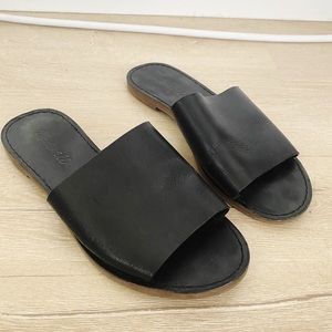 Madewell Boardwalk Black Leather Slide Sandal